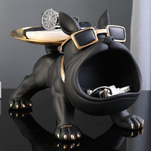 Bulldoggen-Dekofigur mit Ablagetablett