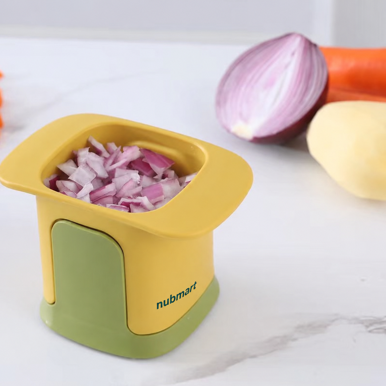 Nubmart Manueller Gemüsezerkleinerer mit Druckmechanismus – Produktansicht